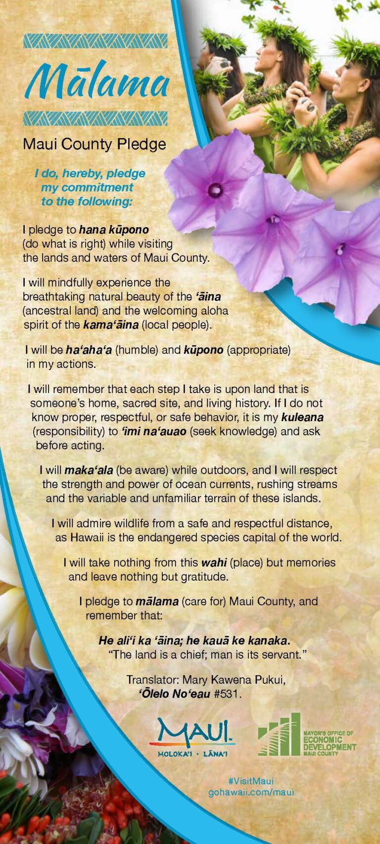 Malama Maui County Pledge Card
